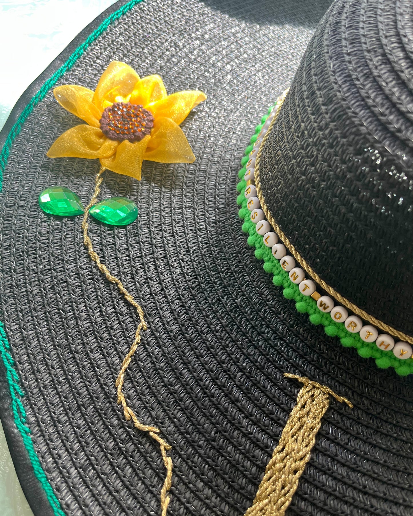 Manifest Hat handcrafted luxury hat with embroidery and crystal details