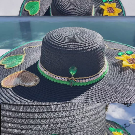 Hand embroidered affirmation detail on Manifest Hat